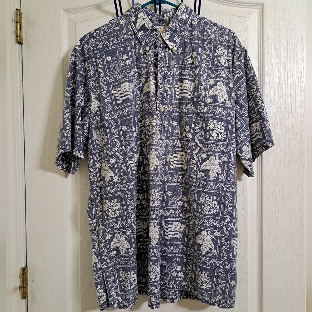 Reyn Spooner Reverse Printed Hawaiian Popover Shirt Men's Size XL